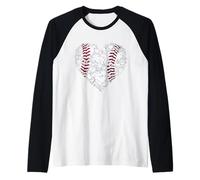Baseball Cuore Amore Gioco Sport Fan Giornata del Gioco Maglia con Maniche Raglan