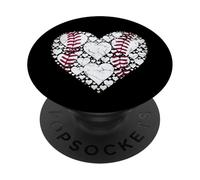 Baseball Cuore Amore Gioco Sport Fan Giornata del gioco PopSockets PopGrip Adesivo