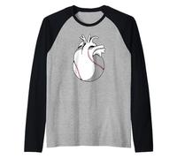 Baseball Cuore Amore Sport Passione Maglia con Maniche Raglan