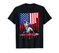 Baseball Drip Bandiera Americana Mazza 4 luglio Patriottica Ragazzi Maglietta