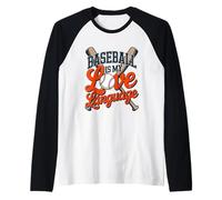 Baseball è Il Mio Amore Lingua Fan Player Coach Disegno Grafico Maglia con Maniche Raglan
