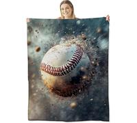 Baseball Explosion Realistic Action Shot of Baseball Shattering Ground, Sports Art Style Coperta da Viaggio Leggera Coperta da Tiro Multiuso Copriletto per Poltrona Letto Stagioni 100x125cm