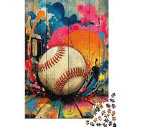 Baseball Gioco di Puzzle 1000 Pezzi per Adulti Sfondo Graffiti Colorati Carta Puzzle Relax Decorazione Casa Regalo Famiglia Tempo Libero 52x38cm/1000pcs