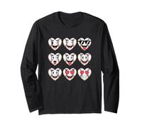 Baseball Heart Faces Cute Love Fan Maglia a Manica