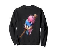 Baseball Ice Cream Drip Cone Divertente Gioventù Ragazzi Amanti dello Sport Felpa