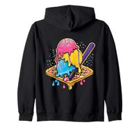 Baseball Ice Cream Drip Cone Divertente Gioventù Ragazzi Amanti dello Sport Felpa con Cappuccio