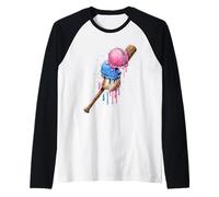 Baseball Ice Cream Drip Cone Divertente Gioventù Ragazzi Amanti dello Sport Maglia con Maniche Raglan