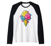 Baseball Ice Cream Drip Cone Divertente Gioventù Ragazzi Amanti dello Sport Maglia con Maniche Raglan