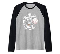 Baseball Il mio giocatore preferito mi chiama papà cuore Maglia con Maniche Raglan