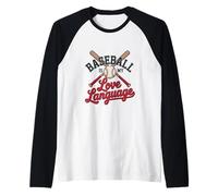 Baseball Is My Love Language Fan Player Bats Gioco di Palla Maglia con Maniche Raglan