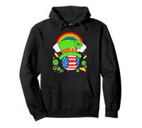Baseball Leprechaun Hat USA Flag Rainbow St Patricks Day Felpa con Cappuccio