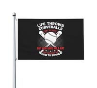 Baseball Life Throws Gurveballs Left Right But God Gave Me A Bat And Showed Me How To Swing Flag Resistente Alle Intemperie Bandiere Colore Vivido Bandiera Per Feste Cortile Decorazione 3X5Ft