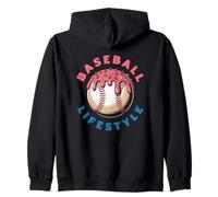 Baseball Lifestyle Ciambella Palla Rosa Spruzza Cibo Felpa con Cappuccio