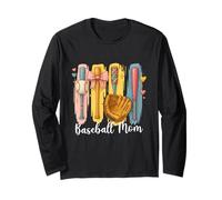 Baseball Mom Baseball Coquette Mat Brushstroke Brushstroke Maglia a Manica