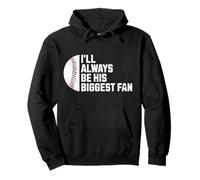 Baseball Mom I'll Always be His Big Fan Felpa con Cappuccio