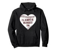 Baseball Mom I'll Always be His Big Fan Felpa con Cappuccio