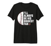 Baseball Mom I'll Always be His Big Fan Maglietta Premium