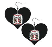 Baseball Mom Leopard Softball Mom Festa della mamma Orecchini in pelle per le donne Orecchini pendenti con pendente a goccia con gancio Regali per ragazza adulta