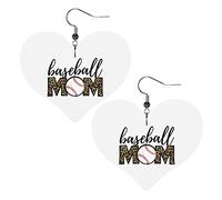 Baseball Mom Leopard Softball Mom Festa della mamma Orecchini in pelle per le donne Orecchini pendenti con pendente a goccia con gancio Regali per ragazza adulta