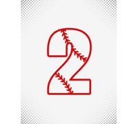 Baseball Number 2 Notebook - White Cover with Red Baseball Style Design, 8.5 x 11 College Ruled, 100 Pages for Student Athletes, Coaches, Teens and Kids