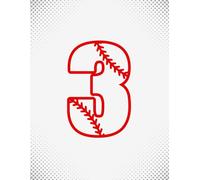 Baseball Number 3 Notebook - White Cover with Red Baseball Style Design, 8.5 x 11 College Ruled, 100 Pages for Student Athletes, Coaches, Teens and Kids