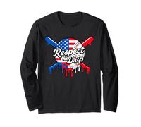 Baseball Respect The Drip American Flag Sport Lover Maglia a Manica
