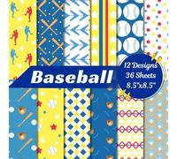 Baseball Scrapbook Paper Craft Pad: 12 Sports Designs, 36 Double-Side Sheets Printed on 8.5"x8.5" Sized Paper. Perfect for Card Making, Decoration, ... Wrapping, Decoupage, Mixed Media and More!