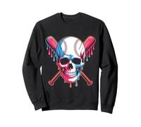 Baseball Skull With Crossed Bats Dripping Felpa