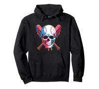 Baseball Skull With Crossed Bats Dripping Felpa con Cappuccio