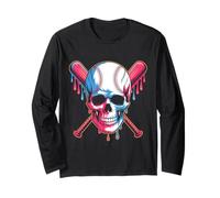 Baseball Skull With Crossed Bats Dripping Maglia a Manica