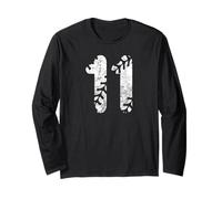 Baseball Softball Mom #11 Numero 11 Lacci Distressed Bianco Maglia a Manica