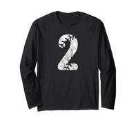 Baseball Softball Mom #2 Numero 2 Lacci Distressed Bianco Maglia a Manica