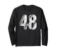 Baseball Softball Mom #48 Numero 48 Lacci Distressed Bianco Maglia a Manica
