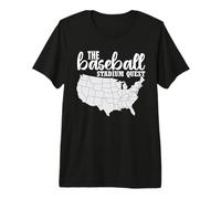 Baseball Stadium Quest Fan Travel Map The Ballpark Chaser Maglietta Premium