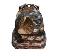 Baseball Vintage Bandiera Americana Classica Zaino Scolastico per Ragazzi Ragazze,Borse per Libri e Studenti Alla Moda