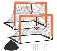 BaseGoal Set di 2 Porte da Calcio per Giardino 120x90cm con Bullseye