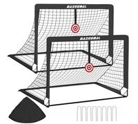 BaseGoal Set di 2 Porte da Calcio per Giardino 120x90cm con Bullseye