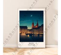 Basel Viaggi Stampa Muro Poster Illustrazione Art Svizzera Décor senza Cornice