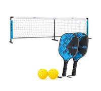 Baseline | Pickleball Set completo di 2 pagaie, palla e rete in legno di alta qualità, giocattoli da giardino in legno per esterni