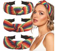 BASEMMAHER 3 fasce per capelli arcobaleno per il giorno dell'orgoglio arcobaleno annodate fasce colorate a strisce elastiche per capelli accessori per capelli per donne e ragazze Pride Day LGBTQ