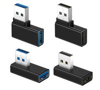 BASESAILOR Adattatore USB 3.0 90 Gradi 4 Pezzi,Adattatore USBA Maschio a Femmina Angolo Sinistro e Destro,Prolunga USB Forma L per Laptop,PC,Caricatore Tipo A,Power Bank,CarPlay,Stampante,Tastiera
