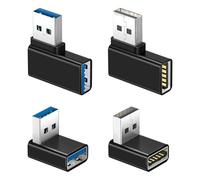 BASESAILOR Adattatore USB 3.0 Angolo 4 Pezzi,Connettore Prolunga USB A 90 Gradi Su Giù 5Gbps Convertitore Forma L per Hub USB,PS5 PS4 Slim,CarPlay,Stampante,PC,Laptop,Caricatore Tipo A,Tastiera,Mouse