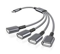 BASESAILOR Cavo USB Splitter Y 4-Porte 0.3M,Cavo Prolunga USB A 1 Maschio a 4 Femmina,Hub Multipresa USB Uscita Sdoppiatore,Caricatore Dati Adattatore Alimentazione per Mac,i15,Xbox One,PS4 5,Laptop
