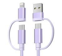 BASESAILOR Google Pixel 8 Cavo Ricarica Multifunzione 4 in 1 USB C 1M,Potenza Massima 60W,Combo Lightning/USB A per Z Flip Fold 4 5,Samsung Tab S10,Motorola Z4 G7 G8 G9 Razr Edge One 5G,Pixel 7 6 5