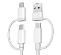 BASESAILOR per Cavo Ricarica iPhone 17 16 Pro,Multifunzione 4-in-1 USB C 3M,Potenza Massima 60W,Combo Lightning/USB A per Samsung Galaxy M21 M31 M51,M12 M22 M32 M52,AirPods 4th Generation,Apple 15