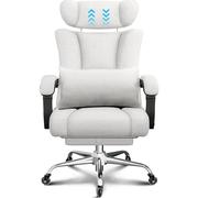 BASETBL Poltrona Ufficio Ergonomica, Sedia Ufficio Portata 200 kg, Schienale Reclinabile 90°-120°, Poggiatesta Regolabile, Ruote in Gomma, Sedia Presidenziale con Poggiapiedi, Grigio