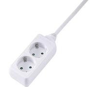 Basetech BT-2108040 Ciabatta elettrica a 2 prese, colore bianco, contatto di protezione, 1 pezzo