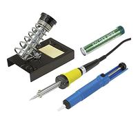Basetech Kit saldatore 230 V 30 W a forma di matita, con stagno di saldatura, vassoio, pompa di aspirazione e punta di saldatura