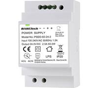 Basetech PSDD-60-24-2 Alimentatore per Guida DIN 24 V 2.5 A 60 W Num. uscite:2 x Contenuto 1 pz.