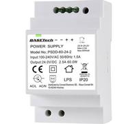 Basetech psdd-60-24-2 alimentatore per guida din 24 v 2.5 a 60 w 2 x